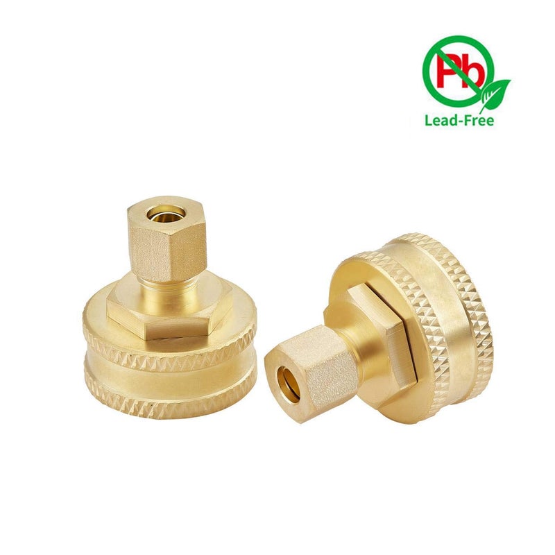 Minimprover Brass 2PCS Garden Hose Adapter,Faucet to Hose Adapter,3/4" Female GHT Garden Hose Thread to 1/4" OD Compression Brass Connector Pipe Fittings - Image 4